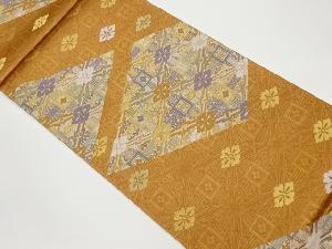 米田織物製　花菱模様織出し袋帯